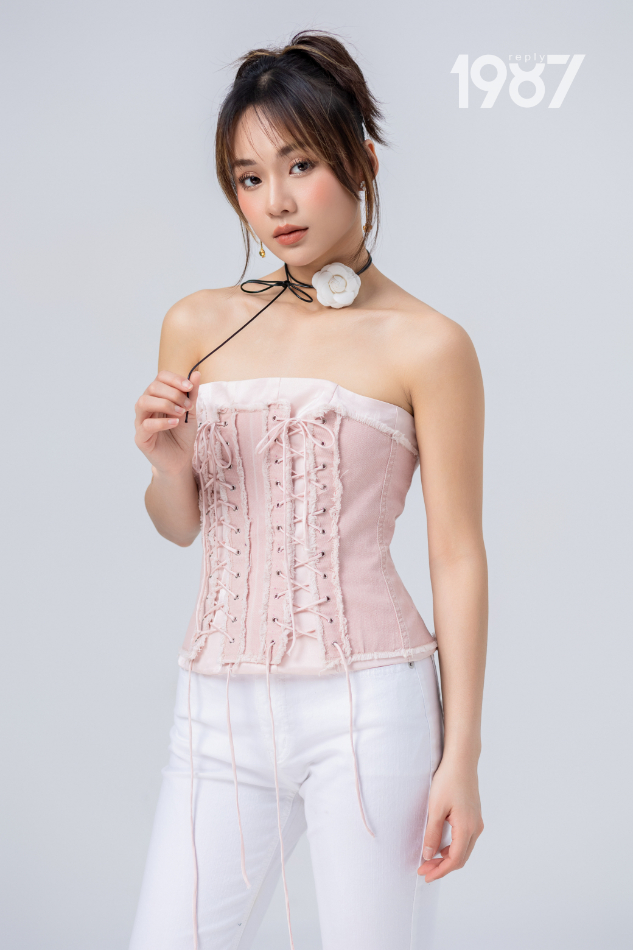 Áo Corset Jean Wash