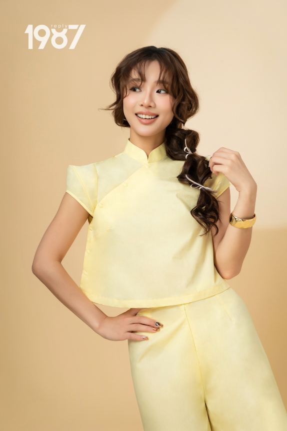 Áo dài Poplin Croptop
